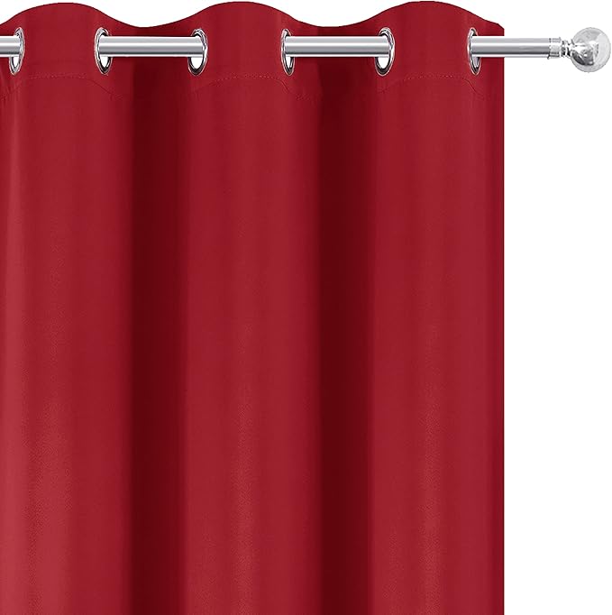 LEMOMO Red Blackout Curtains/52 x 72 Inch/Set of 2 Panels Room Darkening Curtains for Bedroom