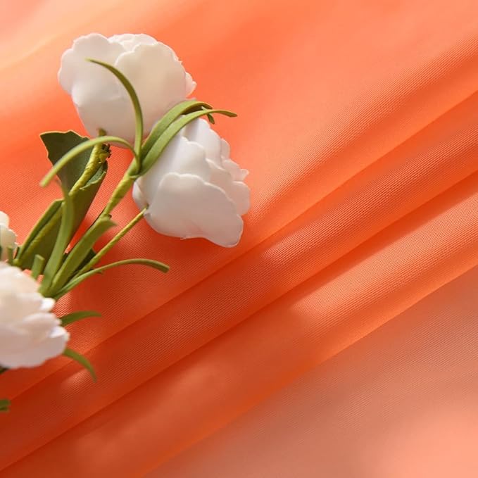SpaceDresser Basic Rod Pocket Sheer Voile Window Curtain Panels Jaffa Orange 1 Pair 2 Panels 52 Width 72 Inch Long for Kitchen Bedroom Children Living Room Yard(Jaffa Orange,52 W x 72 L)