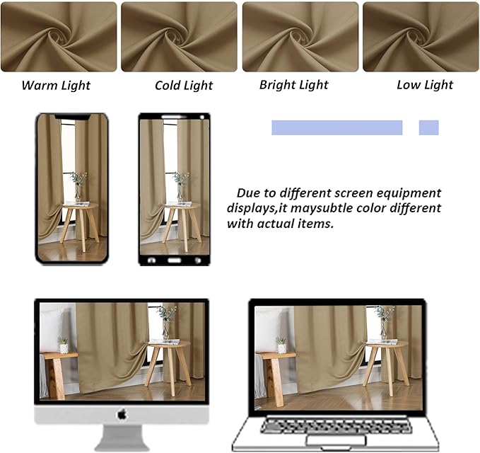 Simplebrand Ava Taupe Blackout Curtains for Bedroom, 78 Inch Length, 2 Panels Set, Privacy Thermal Insulated Rod Pocket Window Curtains for Patio, French Door, W40 x L78 Inch