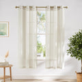 NICETOWN Linen Blend Semi Sheer Farmhouse Curtains 72 inches Long, Grommet Bedroom Window Treatments Privacy with Light Filtering Drapes for Bedroom, Natural, W36 x L72, 2 Panels