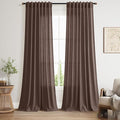 Cappuccino Linen Curtains for Living Room 105 Inches Long Light Filtering Semi Sheer Curtain Back Tab Rod Pocket Luxury Modern Rustic Home Decor Neutral Drapes for Bedroom Dinner Room 52x105, 2 Panels