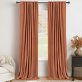 100% Blackout Shield Linen Blackout Curtains for Bedroom 96 Inches Long, Back Tab/Rod Pocket Living Room Drapes, Thermal Insulated Blackout Curtains 2 Panels Set, 50" W x 96" L, Burnt Orange