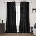 Nanspring Black Linen Blend Semi Sheer Curtains 86 Inches Long 2 Panel Set Pocket Back Tab Privacy Decorative Decor Curtain Drapes for Bedroom Living Room 52x86