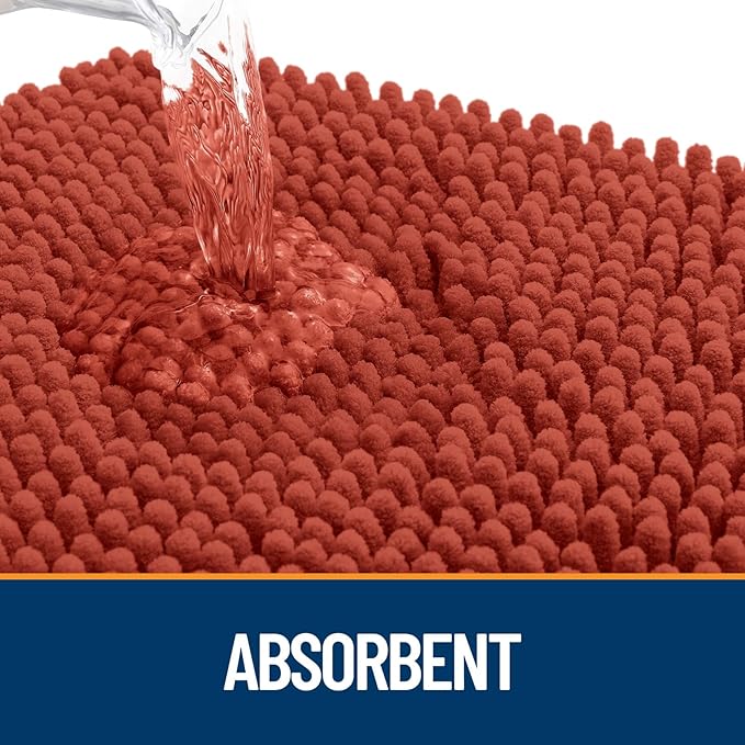 OLANLY Dog Door Mat for Muddy Paws 50x30, Absorbs Moisture and Dirt, Absorbent Non-Slip Washable Doormat, Quick Dry Chenille Mud Mat for Dogs, Entry Indoor Entryway Carpet for Inside Floor, Maple Red
