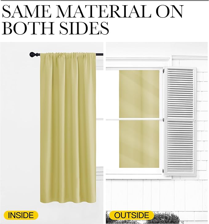 NICETOWN RV Blackout Curtains for Camper Windows, Paler Yellow, 34" x 36", Set of 2, Kitchen Curtains, Short Blackout Drapes, Thermal Insulated Rod Pocket Window Treatment Draperies for Nursery