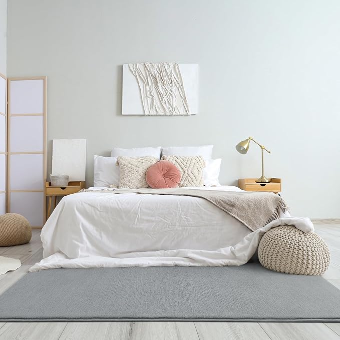 Amearea Modern Soft Hallway Runner Rug, 2x10 Feet Washable Long Runner Rugs for Hallway, Grey Fluffy Bedroom Rugs, Indoor Non Slip Memory Foam Rug Carpet for Entrance Kitchen Living Room Home Decor