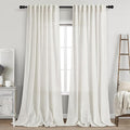 Beige White Linen Curtains for Living Room Extra Long 110 Inches Long Back Tab Light Filtering Semi Sheer Curtain Farmhouse Decor Floor to Ceiling High Window for Bedroom Office 52x110, 2 Panels