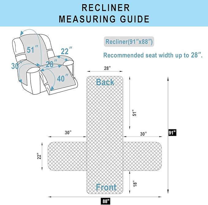 Recliner Chair Covers Reversible Sofa Cover Couch Cover for Pets Lazy Boy Furniture Protector(28''Recliner,Light Grey/Beige)