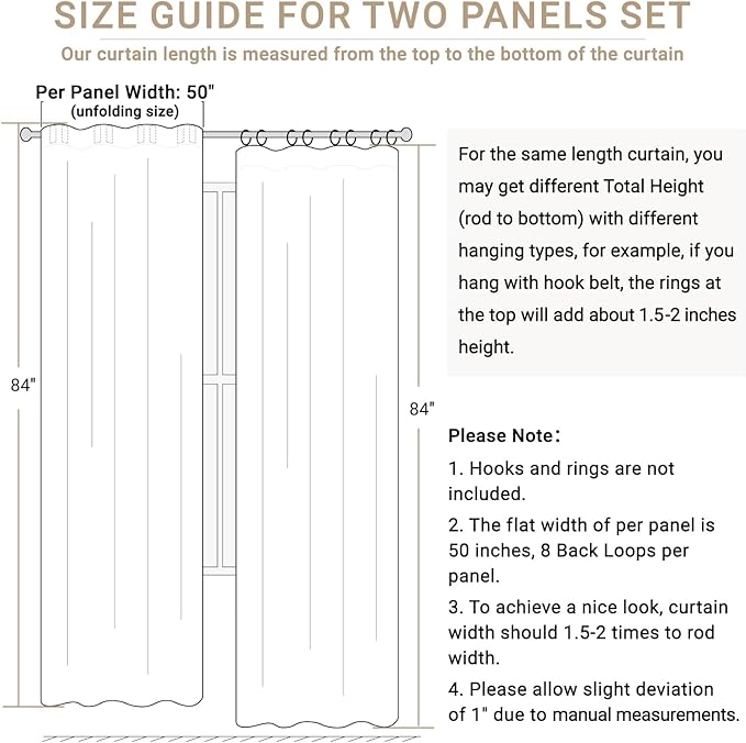 100% Blackout Shield Linen Blackout Curtains for Bedroom 90 Inches Long, Back Tab/Rod Pocket Living Room Drapes, Thermal Insulated Blackout Curtains 2 Panels Set, 50" W x 90" L, Oatmeal