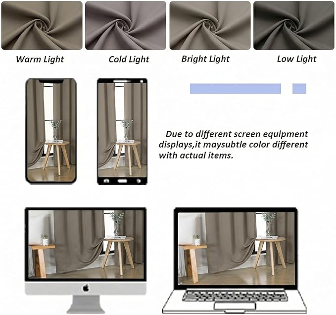 Simplebrand Ava Latte Blackout Curtains for Bedroom 63 Inch Length 2 Panels Set, Privacy Thermal Insulated Rod Pocket Door Window Curtains for Patio French Door Front Door, W40 x L63 Inch, Latte