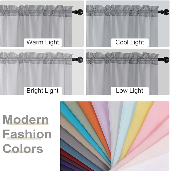 Light Grey Sheer Curtain for Bedroom Living Room 78 Inches Long 2 Panels Set, Solid Soft Airy Light Filtering Sheer Window Curtains, Modern Rod Pocket Door Curtain, 42" Wx78 L Inches