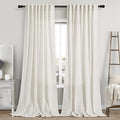 Cream Linen Curtains 106 Inches Long for Living Room Extra Long Back Tab Curtains Neutral Farmhouse Light Filtering Semi Sheer Linen Drapes Ceiling to Floor for Large Window 2 Panels Set 52x106