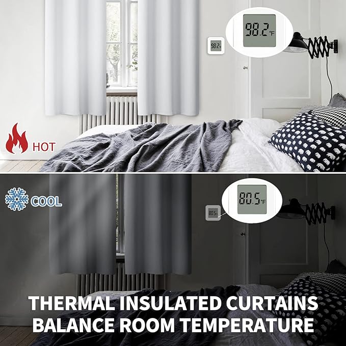 BGment Room Darkening Curtains 63 Inches Long - Grommet Thermal Insulated Drapes Window Treatment Curtains for Bedroom, 2 Panels, 70 x 63 Inch, Greyish White