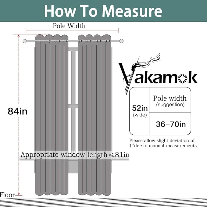 Yakamok Greyish White Curtains for Bedroom,Grommet Thermal Insulated Room Darkening Curtains for Living Room,52W x 84L,2 Panels