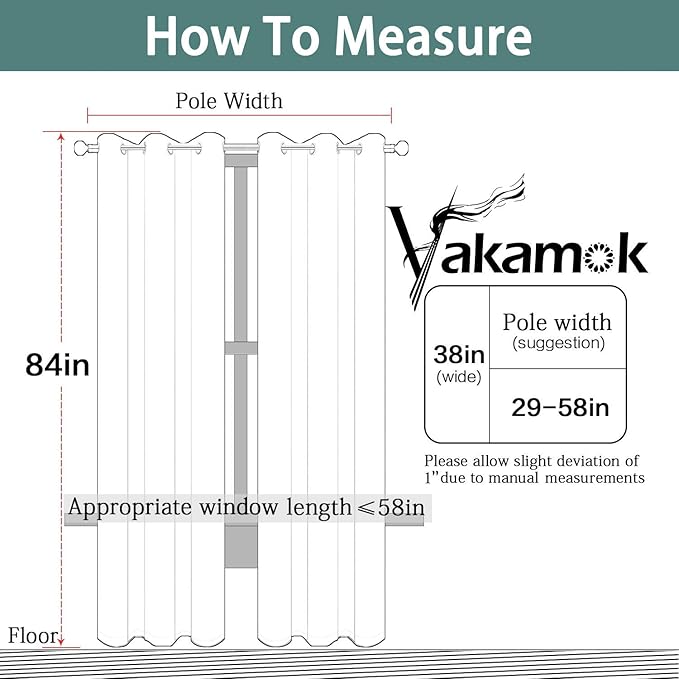 Yakamok Blackout Curtains for Bedroom,Grommet Thermal Insulated Room Darkening Curtains for Living Room, Set of 2 Panels (38 x 84Inch, Light Grey)