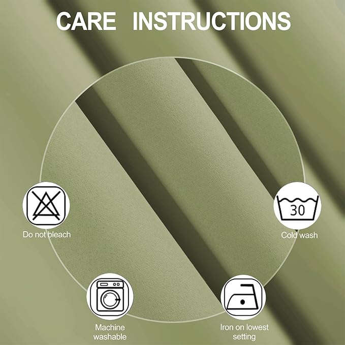LEMOMO Sage Green Blackout Curtains 66 x 63 Inch Length/Set of 2 Curtain Panels/Thermal Insulated Room Darkening Blackout Curtains for Bedroom