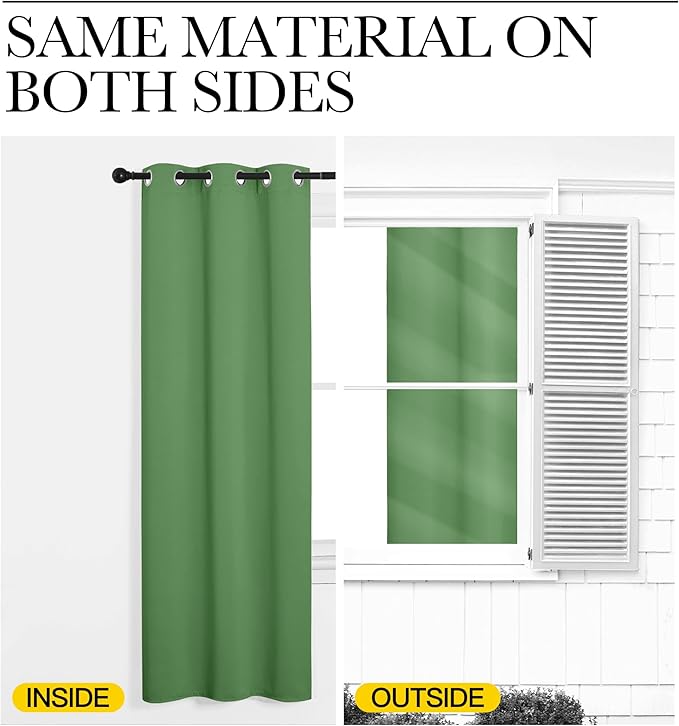 NICETOWN Froest Green Blackout Curtains 68 inches Length for Laundry Room, 2 Panels, 42" Wide, Thermal Insulated Decoration Drapes for Office Window