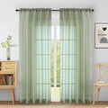 Extra Wide Sheer Sage Green Curtains 84 Inches Long 2 Panels, Soft Airy Transparent Light Filtering Elegant Patio Curtains for Sliding Glass Door, Top Dual Rod Pocket Design, 2x59Wx84L Inches
