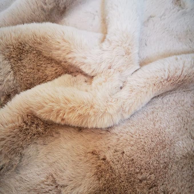 Ghouse Ultra Soft Faux Rabbit Fur Rug 3x5, Machine Washable Area Rugs for Bedroom Fluffy Rugs for Living Room, No-Shedding Carpet Sheepskin Rug Light Brown Beige