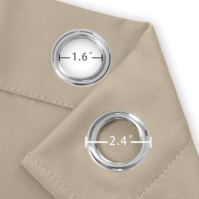 LEMOMO Khaki Thermal Blackout Curtains/42 x 95 Inch/Set of 2 Panels Room Darkening Curtains for Bedroom