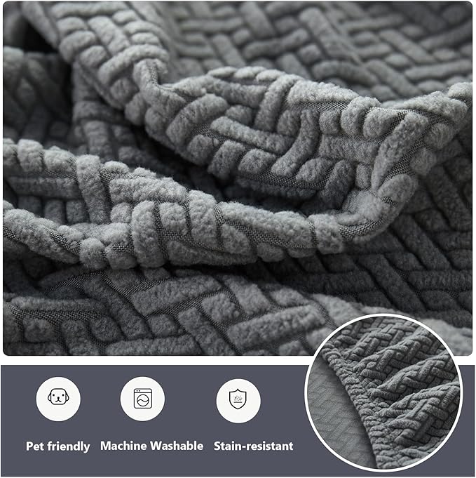 Couch Cushion Covers for Sofa Couch Covers Wear-Resistant Universal Sofa Cover Washable Stretch for Sectional Slipcovers (Texture-Gray,Chaise Cover)