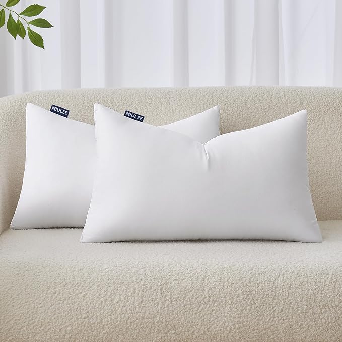 MIULEE 12x24 Inches Pillow Inserts Pack of 2, Decorative Throw Pillow Inserts for Couch
