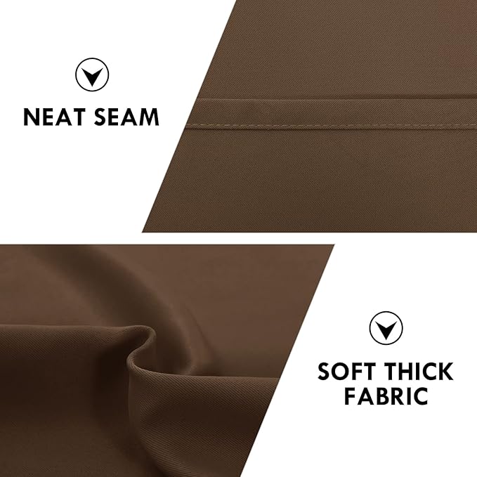 DWCN Short Brown Blackout Curtains for Half Window, Thermal Insulated Energy Saving Room Darkening Curtains for Kitchen/Bedroom (W60 x L36 inch, Set of 2 Panels, Top of Rod Pocket)