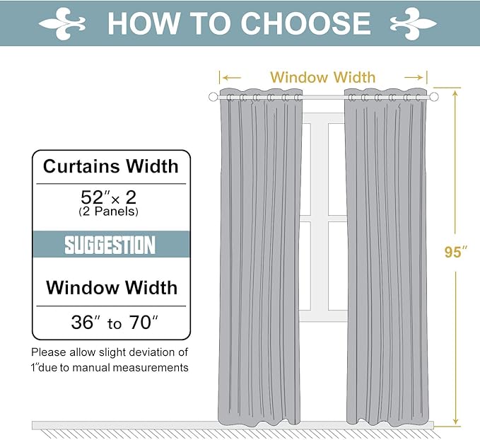 ChrisDowa Grommet Room Darkening Curtains for Bedroom and Living Room - 2 Panels Set Thermal Insulated Blackout Curtains (Greyish White, 52W x 95L)