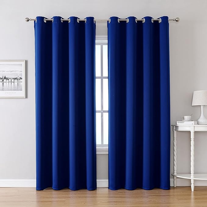 ChrisDowa Blackout Curtains 102 Inches Long 2 Panels Set for Living Room, Grommet Thermal Insulated Room Darkening Curtains for Bedroom (Royal Blue, 52 x 102 Inch)