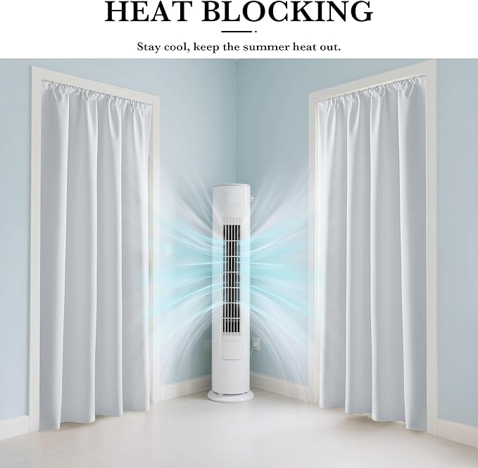 RYB HOME White 100% Blackout Curtains, Thermal Insulated Heat & UV Blocking Total Room Darkening Privacy Drapes for Bedroom Dining Living Room, Width 34 by Length 63, White, 2 Panels