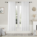 Nanspring Linen 72 Inch Curtains for Living Room Pure White Modern Farmhouse Semi Sheer Curtains Back Tab and Rod Pocket Linen Textured Curtain Drapes for Bedroom 34 x 72 Inch, 2 Panels