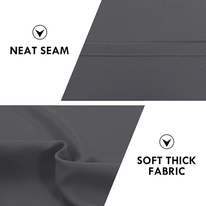 DWCN Bedroom Blackout Curtains 60 x 63 Inches Length 2 Panels Set, Solid Thermal Insulated Energy Saving Rod Pocket Window Treatment Curtains Blackout Drapes (W60 x L63 Inch, Dark Grey)
