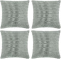 Fancy Homi 4 Packs Grey Blue Euro Decorative Throw Pillow Covers 26x26 Inch for Living Room Couch Bed Sofa, Rustic Famhouse Boho Home Decor, Soft Striped Corduroy Square Cushion Case 66x66 cm
