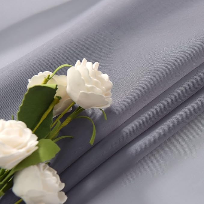 SpaceDresser Grey Sheer Curtains 4 Panels Rod Pocket Semi-Sheer Curtain 72 Inches Long Light Filtering Voile Window Drapes for Bedroom Living Room Kitchen, Each 52W x 72L
