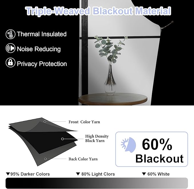 Simplebrand Ava Natural Short Blackout Curtains for Bedroom 45 Inches Long 2 Panels Set, Solid Thermal Insulated, Energy Saving Window Treatment Curtains Blackout Drapes, W40 x L45 Inch, Natural