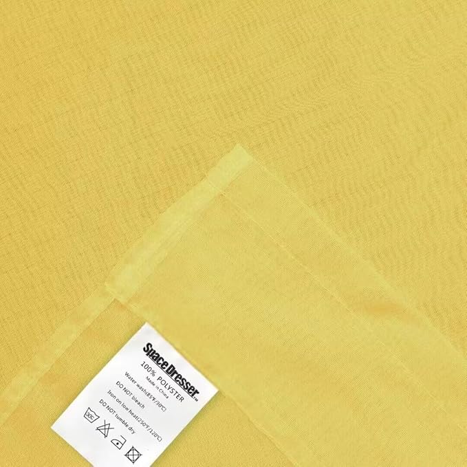 SpaceDresser Yellow Sheer Curtains 4 Panels Rod Pocket Semi-Sheer Curtain 108 Inches Long Light Filtering Voile Window Drapes for Bedroom Living Room Kitchen, Each 52W x 108L