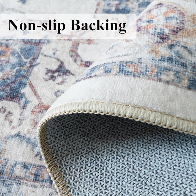 Hallway Washable Runner Rug - 2'6x14 Kitchen Rugs Entryway Rug Runner Vintage Soft Floor Mat Non Slip Indoor Farmhouse Carpet for Bathroom Living Room Bedroom (2'6''x14', Brick)