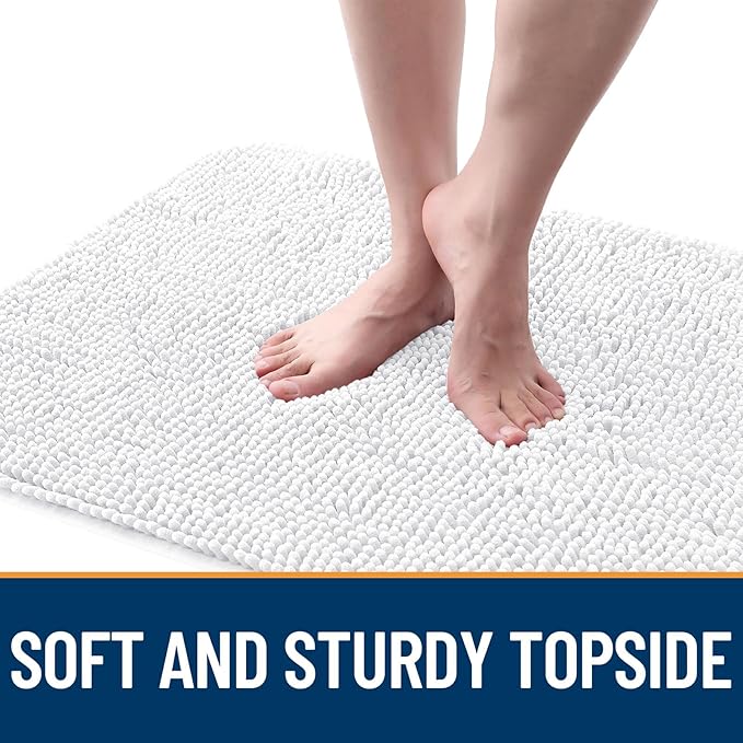 OLANLY Dog Door Mat for Muddy Paws 54x32, Absorbs Moisture and Dirt, Absorbent Non-Slip Washable Doormat, Quick Dry Chenille Mud Mat for Dogs, Entry Indoor Entryway Carpet for Inside Floor, White