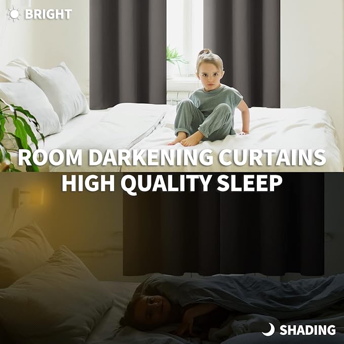 BGment Blackout Curtains for Bedroom - Grommet Thermal Insulated Room Darkening Curtains for Living Room, Set of 2 Panels (52 x 63 Inch, Grey)