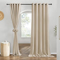 NICETOWN Flax Angora Linen Curtains for Room Divider, Grommet Top Thick Flax Semi Sheer Vertical Drapes Privacy Assured with Light Filtering for Sliding Glass Door, W68 x L84, 2 Pieces