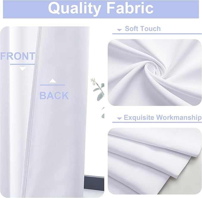 Simplebrand Ava Pure White Curtains for Bedroom 78 Inch Length 2 Panels Set, Light Filtering Window Treatment, Light Filtering Curtain Drapes, Soft Casual Rod Pocket Privacy Curtains, W40 x L78 Inch