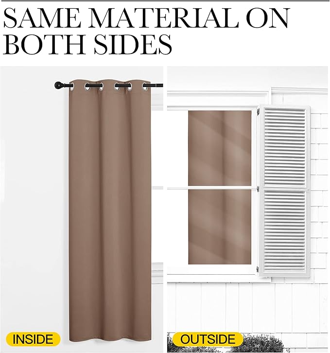 NICETOWN Room Darkening Curtain Panels for Cafe, Thermal Insulated Grommet Room Darkening Draperies/Drapes for Window (Cappuccino, 2 Panels, W42 x L40 -inch)