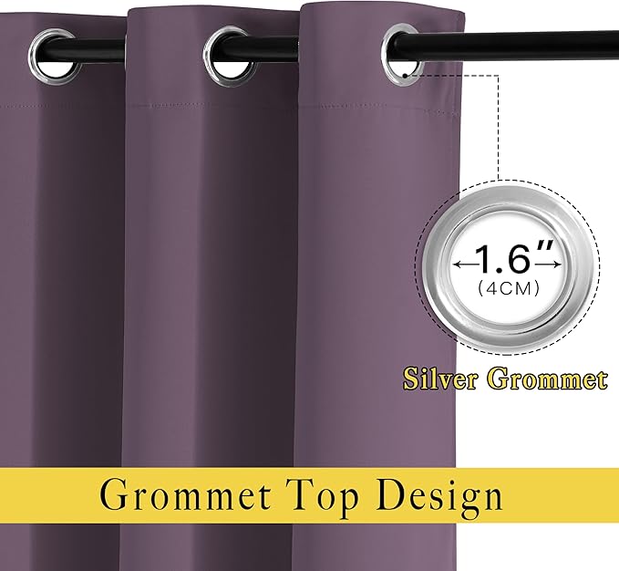 NICETOWN Plum Curtains and Drapes for Living Room - Extra Long Room Darkening Thermal Insulated Solid Window Blackout Draperies (Plum, 1 Pair, 52 x 95-Inch)