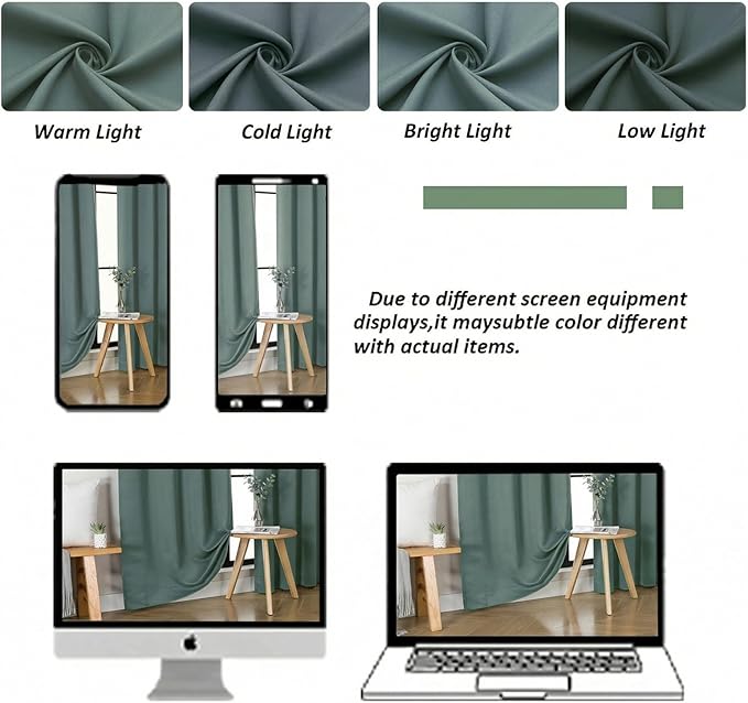 Simplebrand Ava Dark Green Short Blackout Curtains for Bedroom 45 Inches Long 2 Panels Set, Solid Thermal Insulated, Energy Saving Window Treatment Curtains Blackout Drapes, W40 x L45 Inch, Dark Green