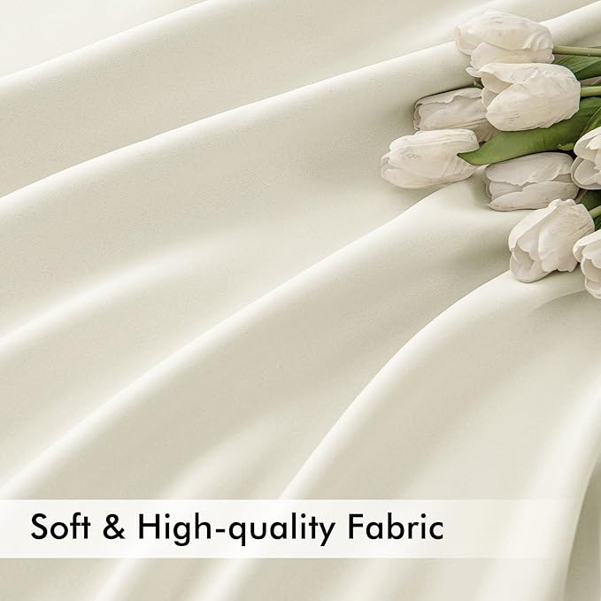 MIULEE Cream Back Tab Blackout Curtains 102 Inch Long 2 Panels Set for Bedroom, Rod Pocket/Pinch Pleated Thermal Insulated Living Room Darkening Light Blocking Floor to Ceiling Drapes