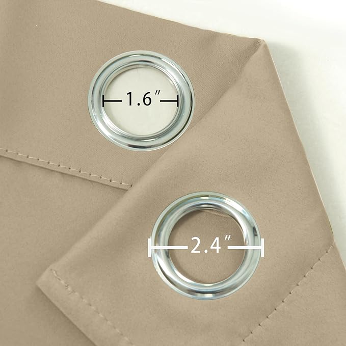 LEMOMO Beige Blackout Curtains 42 x 54 Inch Length Set of 2 Panels Grommet Bedroom Curtains for Living Room