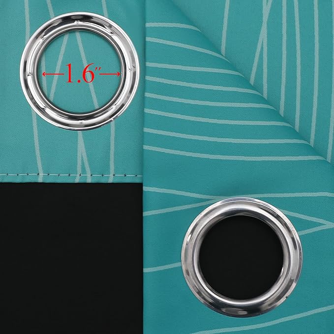 Estelar Textiler Teal and Greyish White Ombre Blackout Curtains 72 Inches Length for Bedroom, Thermal Insulated Light Blocking Grommet Gradient Blackout Drapes for Living Room, 42Wx72L, 2 Panels