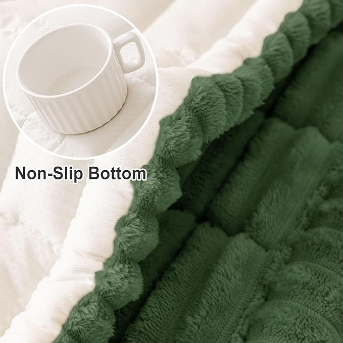 hyha Couch Covers for Dogs Washable, Non Slip Plush Dog Sofa Protectors, Fuzzy Pet Couch Covers for 3 Cushion Sofa Pet Friendly (Dark Green, 27.6" x 70.9")