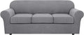 H.VERSAILTEX 4 Piece Stretch Sofa Covers for 3 Cushion Couch Covers for Living Room Furniture Slipcovers (Base Cover Plus 3 Seat Cushion Covers) Upgraded Thicker Jacquard Fabric (Sofa, Dove)