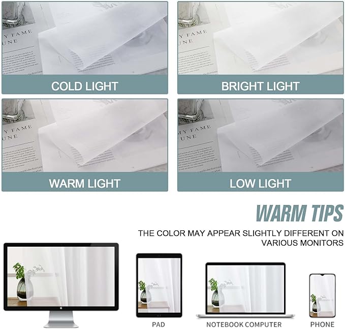 White Sheer Curtains 216 Inches Long, Extra Long Light Filtering Modern Scarf Curtains for Wedding Party Ceremony Canopy Decor, Rod Pocket Voile Window Drapes, 2x42Wx216L Inches